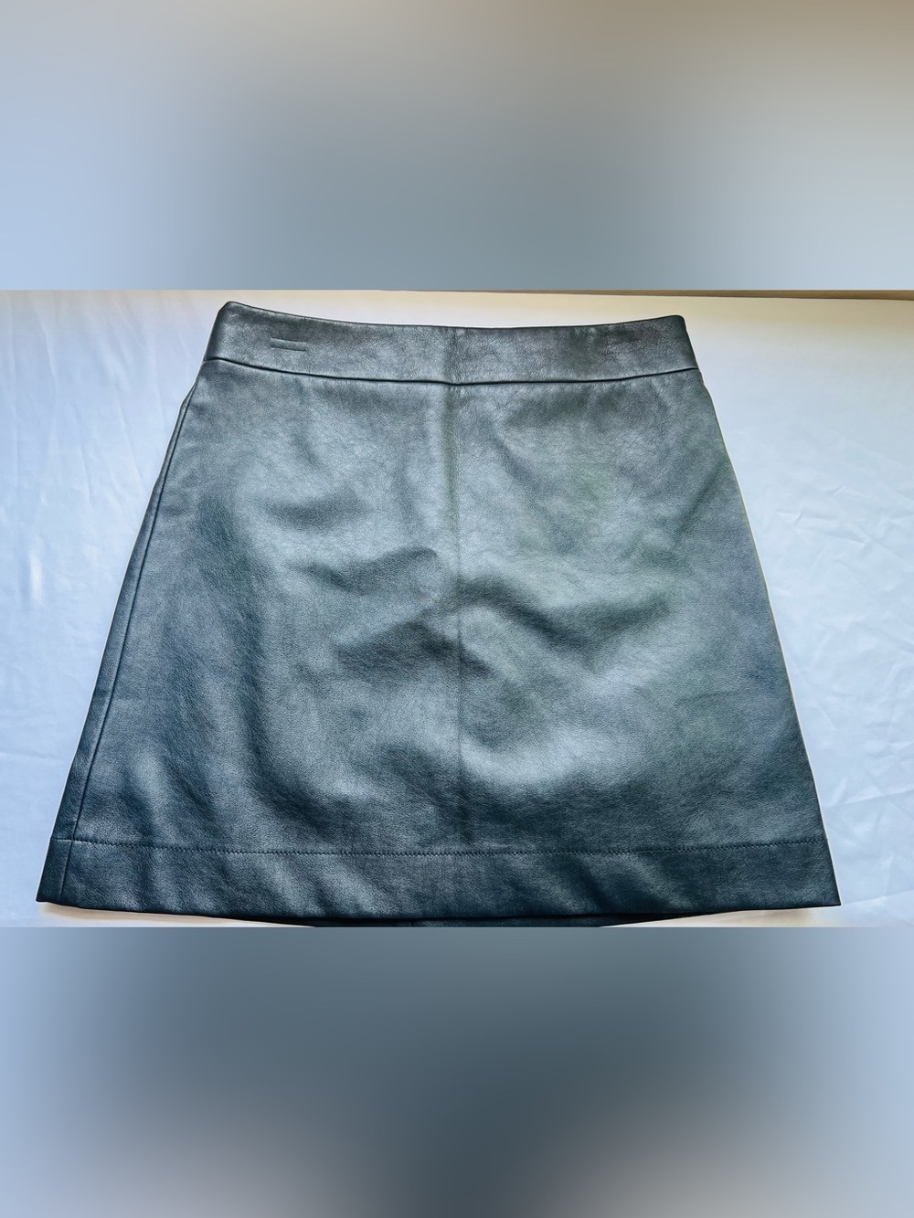 J.Crew Factory Faux Leather A-Line Mini Skirt Black Size 8 BC893 18”